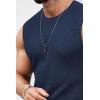 COOFANDY Mens Casual Knitted Tank Tops Crew Neck Sleeveless Muscle T Shirts Summer Beach Tops(Navy Blue)