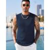 COOFANDY Mens Casual Knitted Tank Tops Crew Neck Sleeveless Muscle T Shirts Summer Beach Tops(Navy Blue)