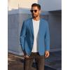 COOFANDY Men’s Casual Linen Blazer Jacket Lightweight Sport Coats Two Button Suit Jackets(Blue)