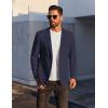 COOFANDY Men’s Casual Linen Blazer Jacket Lightweight Sport Coats Two Button Suit Jackets(Navy Blue)