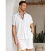 COOFANDY Men’s Casual Linen Business Work Shirt Trendy Summer No-Tuck Button Down Tops White