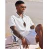 COOFANDY Men’s Casual Linen Business Work Shirt Trendy Summer No-Tuck Button Down Tops White