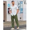 COOFANDY Men’s Casual Linen Cotton Pants Elastic Waist Summer Beach Trousers Lightweight Yoga Vacation Pants(Army Green)