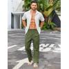 COOFANDY Men’s Casual Linen Cotton Pants Elastic Waist Summer Beach Trousers Lightweight Yoga Vacation Pants(Army Green)