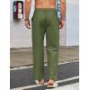 COOFANDY Men’s Casual Linen Cotton Pants Elastic Waist Summer Beach Trousers Lightweight Yoga Vacation Pants(Army Green)