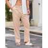 COOFANDY Men’s Casual Linen Cotton Pants Elastic Waist Summer Beach Trousers Lightweight Yoga Vacation Pants(Beige)
