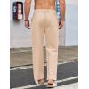COOFANDY Men’s Casual Linen Cotton Pants Elastic Waist Summer Beach Trousers Lightweight Yoga Vacation Pants(Beige)