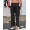COOFANDY Men’s Casual Linen Cotton Pants Elastic Waist Summer Beach Trousers Lightweight Yoga Vacation Pants(Black)