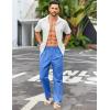 COOFANDY Men’s Casual Linen Cotton Pants Elastic Waist Summer Beach Trousers Lightweight Yoga Vacation Pants(Blue)