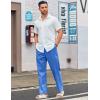 COOFANDY Men’s Casual Linen Cotton Pants Elastic Waist Summer Beach Trousers Lightweight Yoga Vacation Pants(Blue)