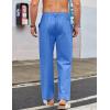 COOFANDY Men’s Casual Linen Cotton Pants Elastic Waist Summer Beach Trousers Lightweight Yoga Vacation Pants(Blue)