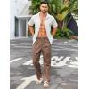 COOFANDY Men’s Casual Linen Cotton Pants Elastic Waist Summer Beach Trousers Lightweight Yoga Vacation Pants(Brown)
