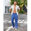 COOFANDY Men’s Casual Linen Cotton Pants Elastic Waist Summer Beach Trousers Lightweight Yoga Vacation Pants(Dark Blue)