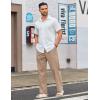 COOFANDY Men’s Casual Linen Cotton Pants Elastic Waist Summer Beach Trousers Lightweight Yoga Vacation Pants(Khaki)