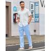 COOFANDY Men’s Casual Linen Cotton Pants Elastic Waist Summer Beach Trousers Lightweight Yoga Vacation Pants(Light Blue)