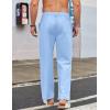 COOFANDY Men’s Casual Linen Cotton Pants Elastic Waist Summer Beach Trousers Lightweight Yoga Vacation Pants(Light Blue)