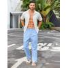 COOFANDY Men’s Casual Linen Cotton Pants Elastic Waist Summer Beach Trousers Lightweight Yoga Vacation Pants(Light Blue)