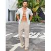 COOFANDY Men’s Casual Linen Cotton Pants Elastic Waist Summer Beach Trousers Lightweight Yoga Vacation Pants(Light Khaki)