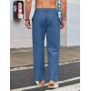 COOFANDY Men’s Casual Linen Cotton Pants Elastic Waist Summer Beach Trousers Lightweight Yoga Vacation Pants(Marine Blue)