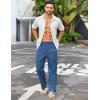 COOFANDY Men’s Casual Linen Cotton Pants Elastic Waist Summer Beach Trousers Lightweight Yoga Vacation Pants(Marine Blue)
