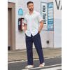 COOFANDY Men’s Casual Linen Cotton Pants Elastic Waist Summer Beach Trousers Lightweight Yoga Vacation Pants(Navy Blue)