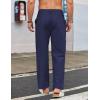 COOFANDY Men’s Casual Linen Cotton Pants Elastic Waist Summer Beach Trousers Lightweight Yoga Vacation Pants(Navy Blue)