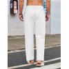 COOFANDY Men’s Casual Linen Cotton Pants Elastic Waist Summer Beach Trousers Lightweight Yoga Vacation Pants(White)