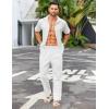 COOFANDY Men’s Casual Linen Cotton Pants Elastic Waist Summer Beach Trousers Lightweight Yoga Vacation Pants(White)