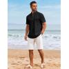 COOFANDY Men’s Casual Linen Henley Shirts Short Sleeve Band Collar Summer Beach Vacation T-Shirts(Black)