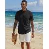 COOFANDY Men’s Casual Linen Henley Shirts Short Sleeve Band Collar Summer Beach Vacation T-Shirts(Black)