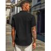 COOFANDY Men’s Casual Linen Henley Shirts Short Sleeve Band Collar Summer Beach Vacation T-Shirts(Black)