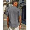 COOFANDY Men’s Casual Linen Henley Shirts Short Sleeve Band Collar Summer Beach Vacation T-Shirts(Dark Grey)