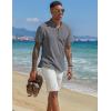 COOFANDY Men’s Casual Linen Henley Shirts Short Sleeve Band Collar Summer Beach Vacation T-Shirts(Dark Grey)