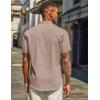 COOFANDY Men’s Casual Linen Henley Shirts Short Sleeve Band Collar Summer Beach Vacation T-Shirts(Khaki)