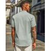 COOFANDY Men’s Casual Linen Henley Shirts Short Sleeve Band Collar Summer Beach Vacation T-Shirts(Light Green)