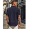 COOFANDY Men’s Casual Linen Henley Shirts Short Sleeve Band Collar Summer Beach Vacation T-Shirts(Navy Blue)