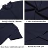 COOFANDY Men’s Casual Linen Henley Shirts Short Sleeve Band Collar Summer Beach Vacation T-Shirts(Navy Blue)