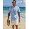COOFANDY Men’s Casual Linen Henley Shirts Short Sleeve Band Collar Summer Beach Vacation T-Shirts(Solid Light Blue)