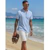 COOFANDY Men’s Casual Linen Henley Shirts Short Sleeve Band Collar Summer Beach Vacation T-Shirts(Solid Light Blue)