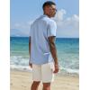 COOFANDY Men’s Casual Linen Henley Shirts Short Sleeve Band Collar Summer Beach Vacation T-Shirts(Solid Light Blue)