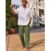 COOFANDY Men’s Casual Linen Pants Loose Fit Elastic Waist Drawstring Lightweight Pant Summer Beach Trousers(Army Green)