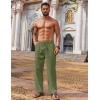 COOFANDY Men’s Casual Linen Pants Loose Fit Elastic Waist Drawstring Lightweight Pant Summer Beach Trousers(Army Green)
