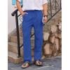 COOFANDY Men’s Casual Linen Pants Loose Fit Elastic Waist Drawstring Lightweight Pant Summer Beach Trousers(Blue)