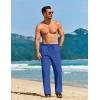 COOFANDY Men’s Casual Linen Pants Loose Fit Elastic Waist Drawstring Lightweight Pant Summer Beach Trousers(Blue)