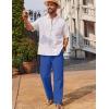 COOFANDY Men’s Casual Linen Pants Loose Fit Elastic Waist Drawstring Lightweight Pant Summer Beach Trousers(Blue)