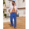 COOFANDY Men’s Casual Linen Pants Loose Fit Elastic Waist Drawstring Lightweight Pant Summer Beach Trousers(Blue)