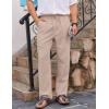 COOFANDY Men’s Casual Linen Pants Loose Fit Elastic Waist Drawstring Lightweight Pant Summer Beach Trousers(Khaki)