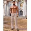 COOFANDY Men’s Casual Linen Pants Loose Fit Elastic Waist Drawstring Lightweight Pant Summer Beach Trousers(Khaki)