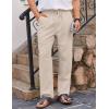 COOFANDY Men’s Casual Linen Pants Loose Fit Elastic Waist Drawstring Lightweight Pant Summer Beach Trousers(Light Khaki)