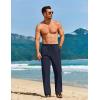 COOFANDY Men’s Casual Linen Pants Loose Fit Elastic Waist Drawstring Lightweight Pant Summer Beach Trousers(Navy Blue)